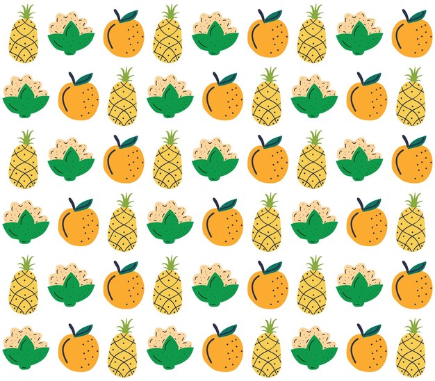 hand drawn fruits and vegetables seamless pattern background. abstract doodle organic food pattern.
