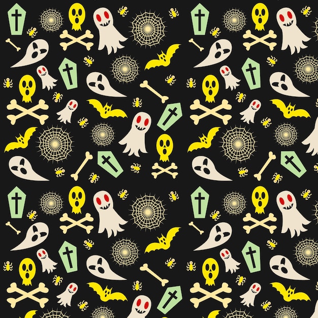 Hand drawn halloween ,horror seamless pattern