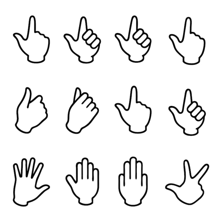 Vektor hand drawn hands gesture set vector