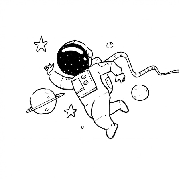hand drawn illustration of astronaut