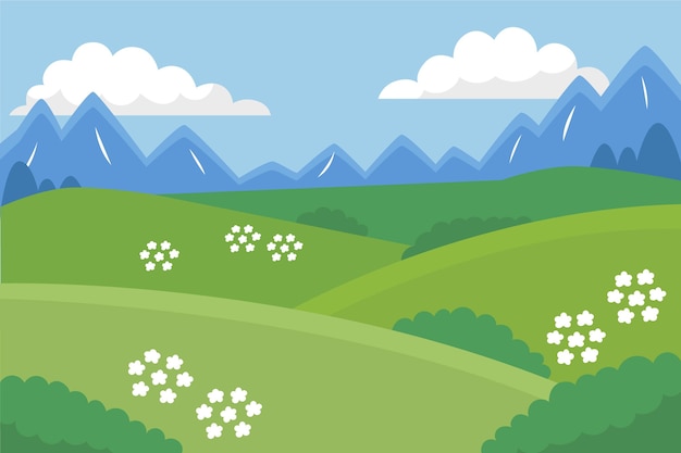 Hand drawn meadow landscape