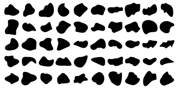 Hand Drawn Organic Shapes Liquid and fluid shape Black symbol Set 50