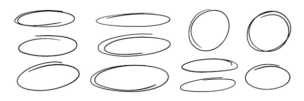 Hand Drawn Oval Marker Shapes Collection