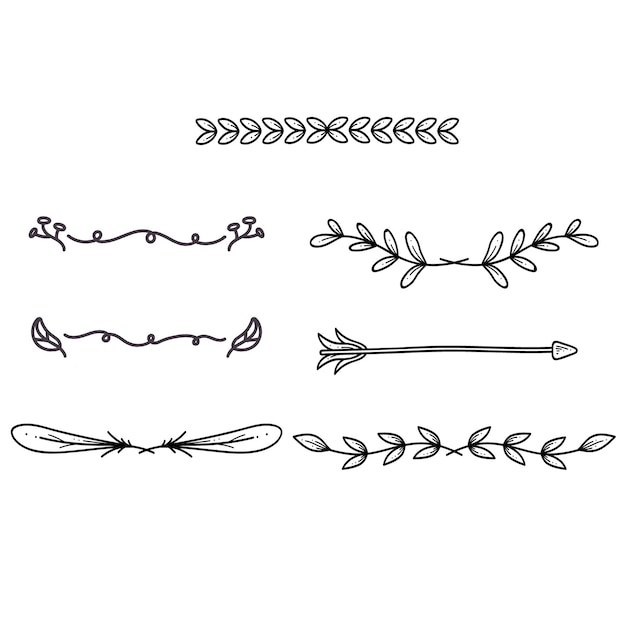 Hand drawn plants dividers wreaths border frames