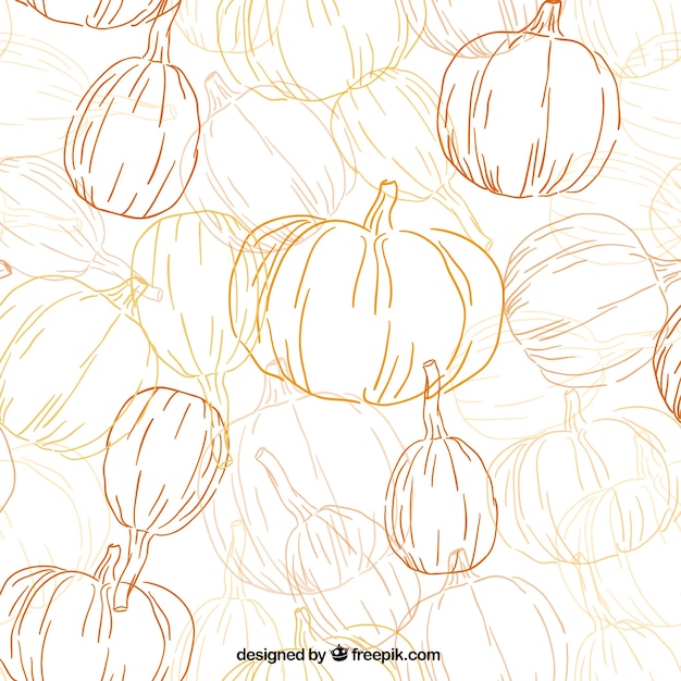 Hand drawn pumpkins pattern