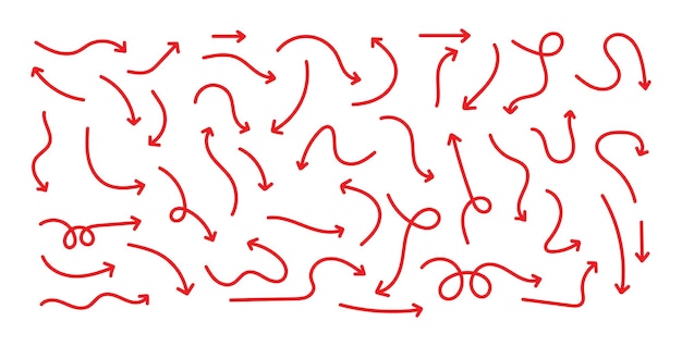Hand drawn red arrow icon collection
