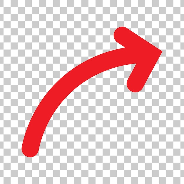 hand drawn red curved arrow swirl and loop doodle arrow with transparent background