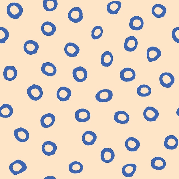 Hand drawn round and curved seamless background pattern with grunge texture in blue abstract shapes