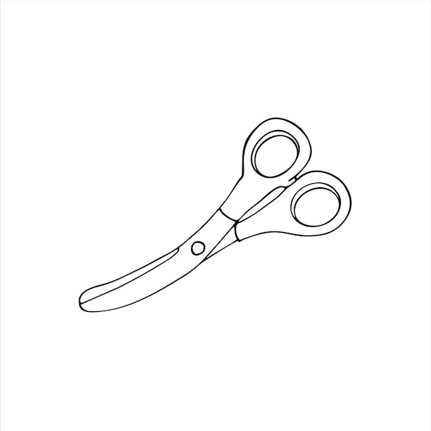 Hand drawn scissors for leather or felt Isolated vector illustration on a white background