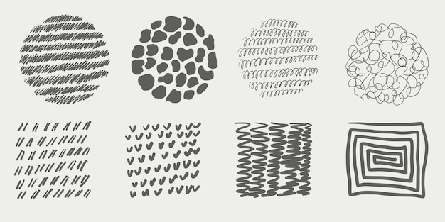 Hand drawn scribble textures set