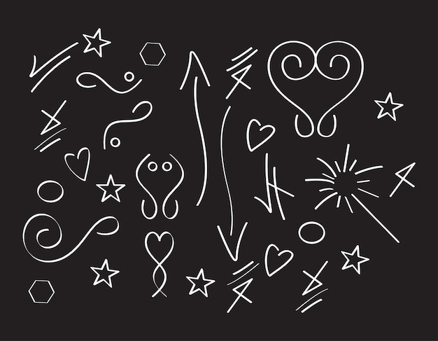 hand drawn set elements black on white vector image hand drawn vector direction pointers curved