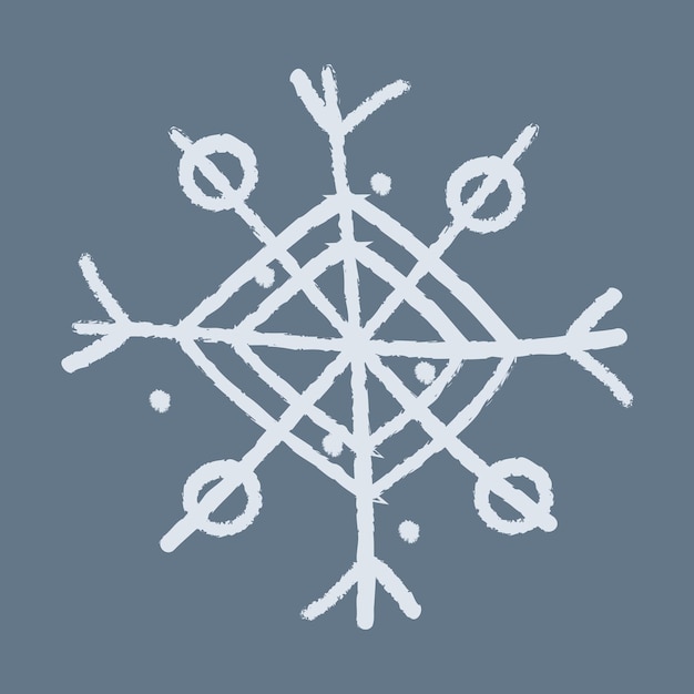 hand drawn snowflake with two rhombuses vector color clipart illustration