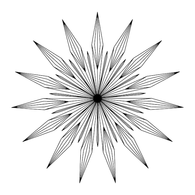 Hand drawn star starburst sunburst Magic round symbol bursting sun rays Bohemian circle talisman antique style boho tattoo logo Vector sketch illustration isolated on white background