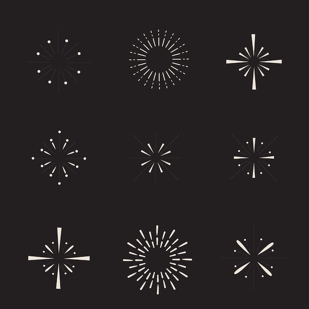 hand drawn style sunburst frame set vector design elements