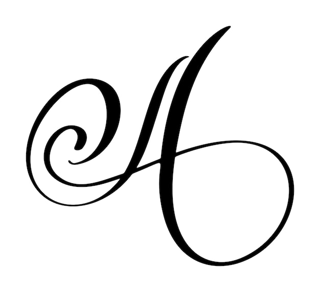 Hand drawn vector calligraphy letter A Script font Handwritten brush style