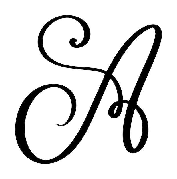 Hand drawn vector calligraphy letter A Script font Handwritten brush style