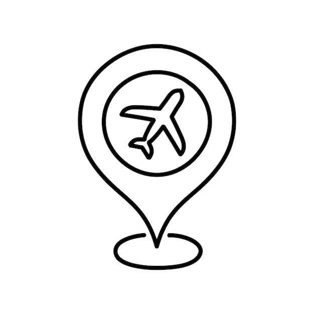 Hand drawn vector illustration pin map airport