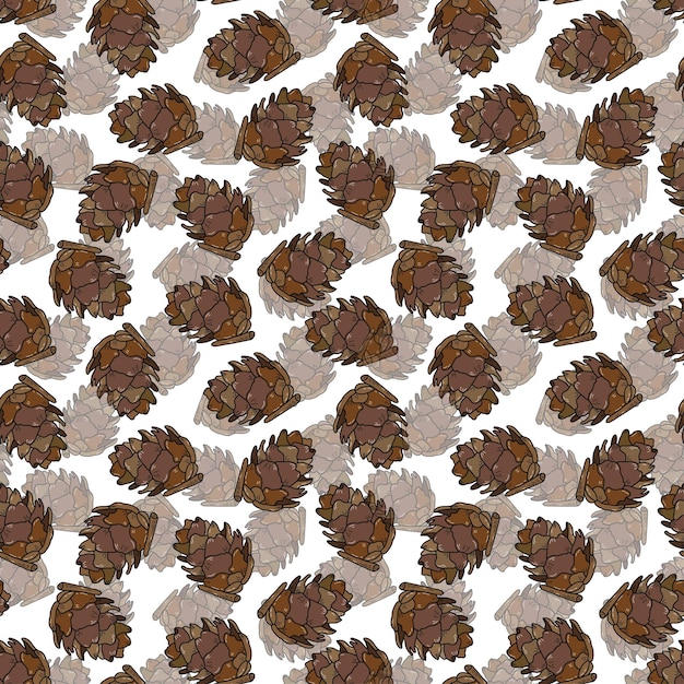 hand drawn vector seamless pattern with pine cones