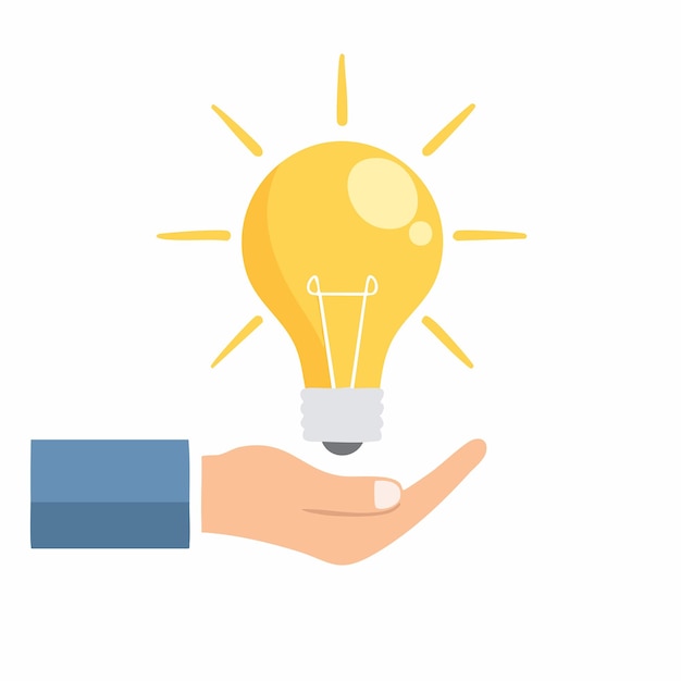 hand holding a light bulb and copy space for accounting ideas and creative concept