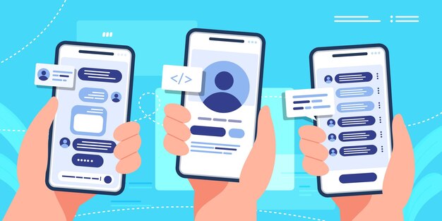 Hand holding phone with chat message Chat with friends and send messagesinformation exchange