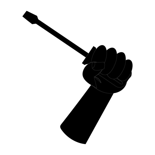 Hand holding screwdriver iconScrewdriver icon vector illustration graphic design Labor Day concept