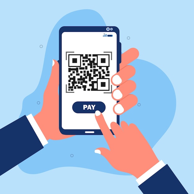 Hand holding Smartphone scanning qr code