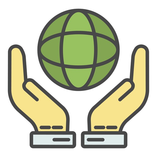 hand keep globe icon outline hand keep globe vector icon color flat isolated on white