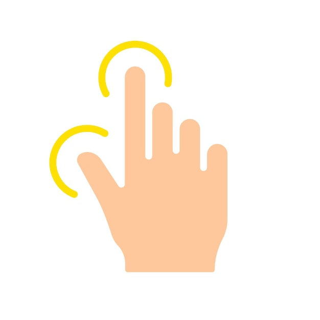 Hand manipulates line icon Controls touchpad tablet phone sensor touchscreen gadgets Vector color icon on a white background for business and advertising