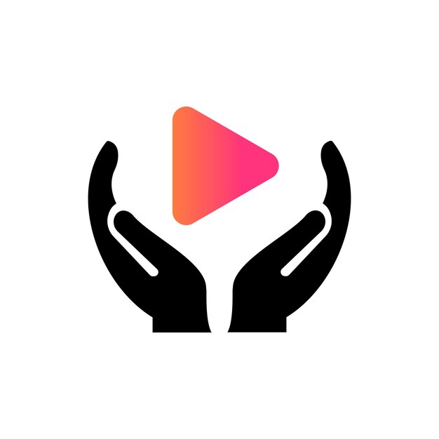 Hand Play logo design Play logo with Hand concept vector Hand and Play logo design
