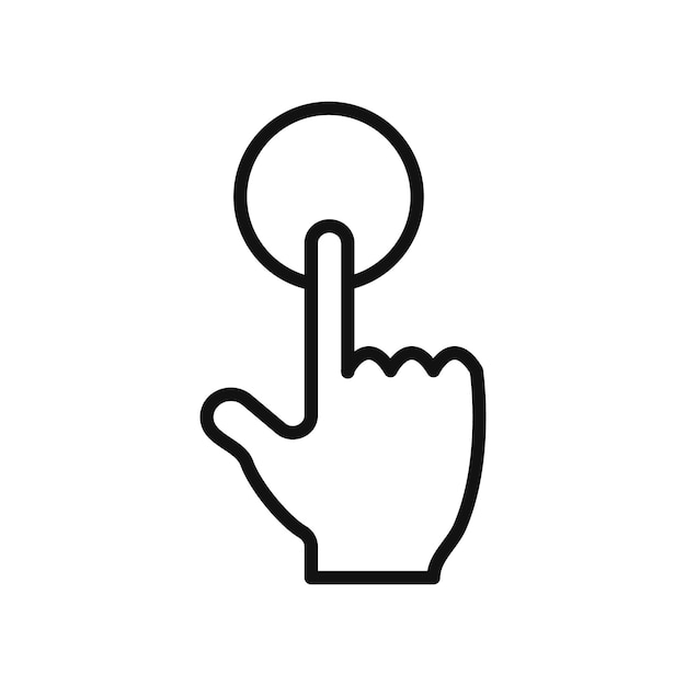Hand push button icon Symbol mark in Outline style