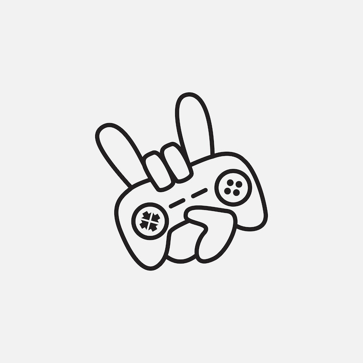 Vektor hand rock game with joystick game pad logo design modern