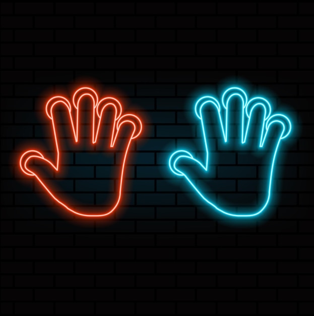 Hand touch click Glowing neon icon