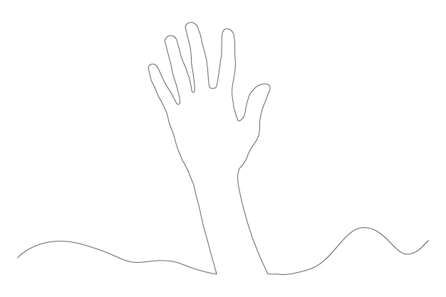 Hand vector Continuous one line drawing of people hand Counting or showing number five