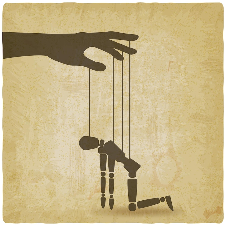 Vektor hand with broken puppet old background
