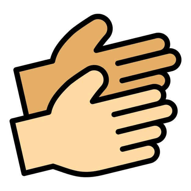 Handclap encourage icon outline vector Hand clap applause People finger color flat