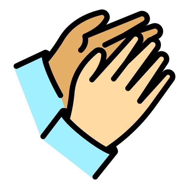 Handclap support icon outline vector Hand clap encourage Public applause color flat
