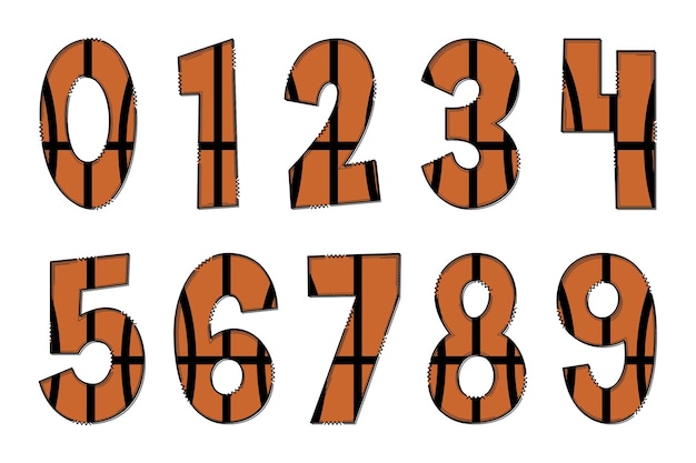Handcrafted Sport Balls Number Color Creative Art Typographic Design
