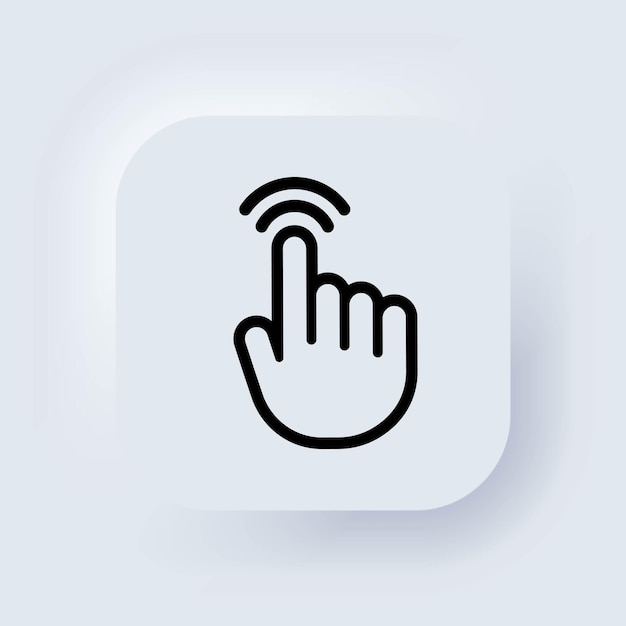 Håndcursorikon. Hånd berøringsskærm smartphone-ikon. Smartphone-skærm med klikkende finger. Cursor ikoner vektor. Neumorphic. Neumorphism. Vektorillustration.