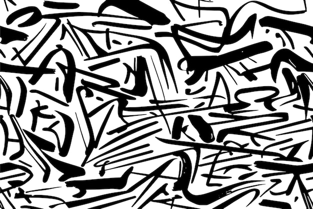HandDrawn Black Line Strokes on White Background Bold Graphic Texture Vector
