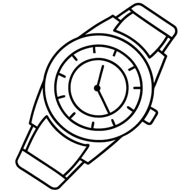 Handdrawn childrens cartoon vector image with a flat watch symbol A Single Item