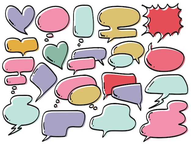 HandDrawn Colorful Speech Bubbles Vector Illustration Comic Style Dialog Balloons