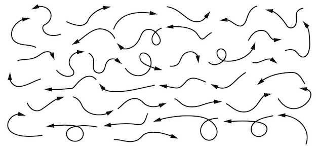 Handdrawn Doodle arrows icon set or graphics collection Pointer icons Pointer graphic symbols