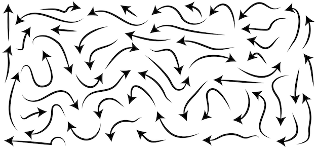 Handdrawn Doodle arrows icon set or graphics collection Pointer icons Pointer graphic symbols