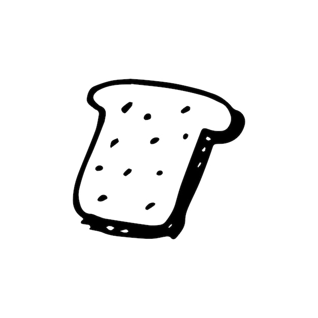 Handdrawn doodle bread icon. Hand drawn black sketch. Sign symbol. Decoration element. White background. Isolated. Flat design. Vector illustration.