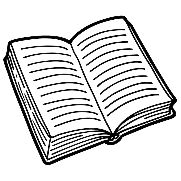 handdrawn open book illustration simple notebook sketch study material reading symbol educational gr