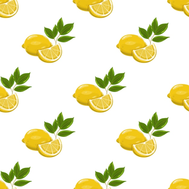 handdrawn seamless pattern with lemons lemons with branches on a white background template for printing design packaging wallpaper web design