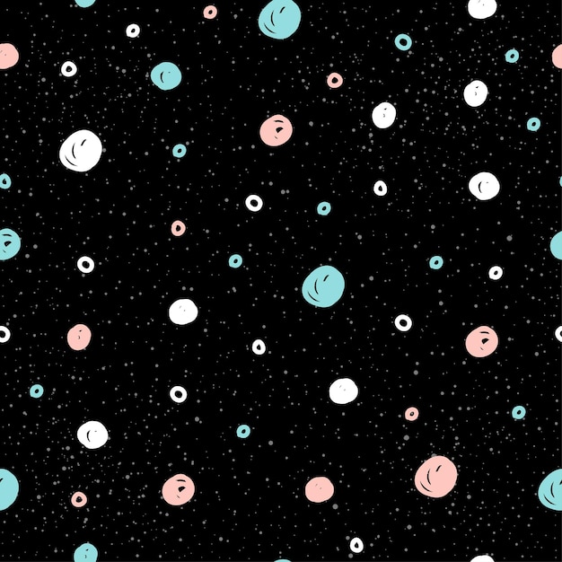 Handmade circle seamless pattern background. Abstract blue, white and pink colored pattern for card, invitation, wallpaper, scrapbook, holiday wrapping paper, textile fabric, garment, t-shirt etc