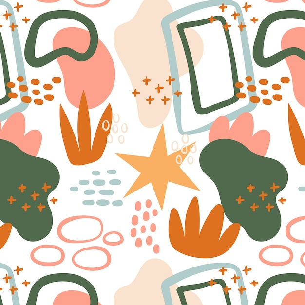 Handritad platt design abstrakt kluddermönster