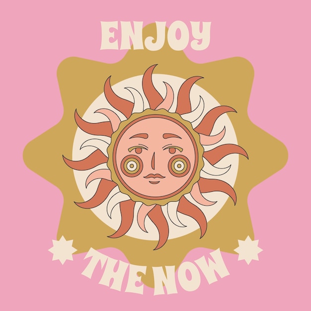 Handritad retro sol illustration