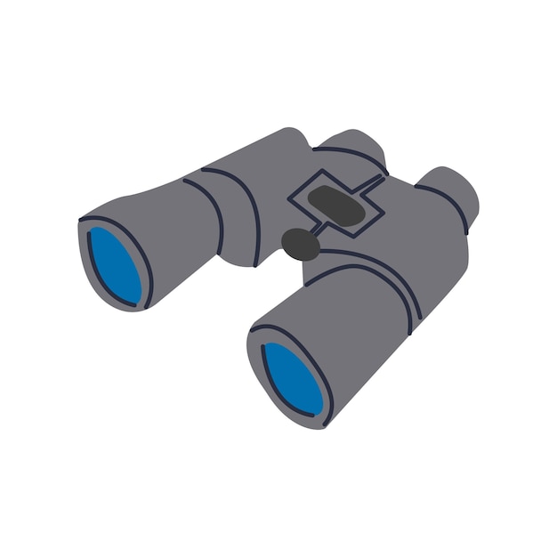 hands holding binocularsthrough lenses concept of search vision view spying future strategy business opportunity or exploration for hiking or travel and camping isolated vector illustration